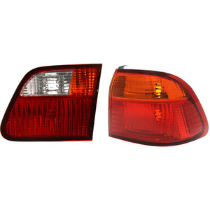 Tail Light Set for 1999-2000 Honda Civic Sedan, Right Passenger Side, Inner and Outer, Lens and Housing Replacement