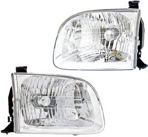 Headlight Assembly Pair/Set for 2001-2004 Toyota Sequoia and 2003-2004 Tundra Crew Cab, Right Passenger and Left Driver, Replacement