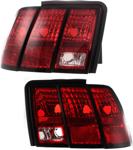 Tail Light Lens and Housing Pair/Set for 1999-2004 Ford Mustang, Right Passenger and Left Driver Replacement