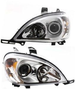Headlight Assembly for Mercedes-Benz ML-Class 2002-2005, Right Passenger and Left Driver, Halogen, (163) Chassis, Replacement Pair/Set
