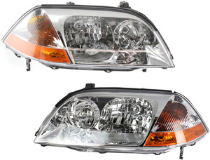 Headlight Pair/Set for Acura MDX 2001-2003, Includes Right Passenger and Left Driver Lights, Lens and Housing, Halogen Replacement