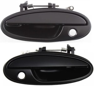 Front Exterior Door Handle Pair/Set for Buick Park Avenue 1997-2005, Riviera 1995-1999, Right Passenger and Left Driver, Smooth Black with Keyhole, Plastic-Made Replacement