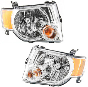 Headlight Assembly for Ford Escape 2008-2012, Right Passenger and Left Driver, Halogen Replacement Pair/Set