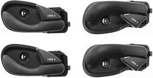 Front and Rear Interior Door Handle Pair/Set for 2000-2007 Ford Focus, Right Passenger and Left Driver, Textured Black Plastic Replacement 