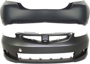Front and Rear Bumper Cover Set for 2007-2008 Honda Fit, Set of 2, Primed (Ready to Paint), Excludes Sport Model, Replacement
