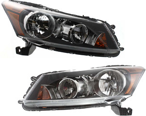 Headlight Assembly Pair/Set for Honda Accord Sedan 2008-2012, Right Passenger and Left Driver, Halogen, Replacement