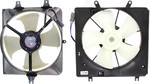 A/C Condenser and Radiator Fan Shroud Assembly Pair/Set for 2003-2007 Honda Accord, Right Passenger and Left Driver, 6 Cyl. Eng. Replacement