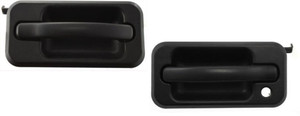 Front Exterior Door Handle Pair/Set for 2003-2009 Hummer H2, Textured Black, Right Passenger and Left Driver Sides, without Key Hole, Light Replacement