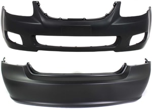 Front and Rear Bumper Cover Set for KIA Spectra 2007-2009, Primed (Ready to Paint), Plastic, Replacement