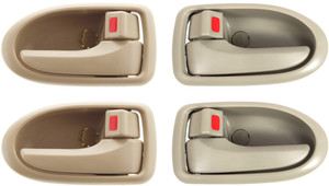 Front and Rear Inside Door Handle Pair/Set for Mazda MPV 2000-2006, Right Passenger and Left Driver, Beige, Pair/Set of 4, Replacement