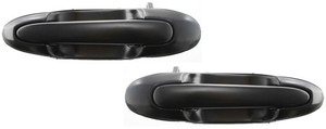 Rear Exterior Door Handle Pair/Set for Mazda MPV 2000-2006, Right Passenger and Left Driver, Smooth Black, Plastic, Replacement