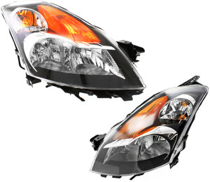 Headlight Assembly for 2007-2009 Nissan Altima, Right Passenger and Left Driver, Halogen, Replacement Pair/Set
