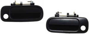 Front Exterior Door Handle Pair/Set for 1992-1993 Toyota Camry, Right Passenger and Left Driver, Smooth Black with Keyhole, Replacement