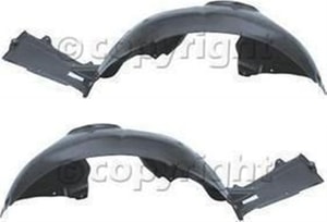 Front Fender Liner Pair/Set for BMW 3-Series (1999-2005) Sedan/Wagon, Right Passenger and Left Driver Side, Rear Section, Replacement Models: for 320i, 325i, 330i.