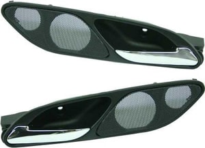 Front Interior Door Handle Pair/Set for BMW 3-Series 1999-2006, Right Passenger and Left Driver, Chrome-Black, Standard Sound System Replacement Models: for 316, 318, 320, 323, 325, 328, 330, M3 