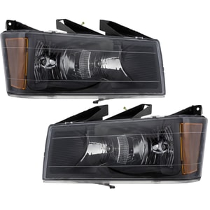 Headlight Assembly Pair/Set for Chevrolet Colorado 2004-2012, Right Passenger and Left Driver, Halogen, Black Interior, Without Xtreme Edition Package, Replacement