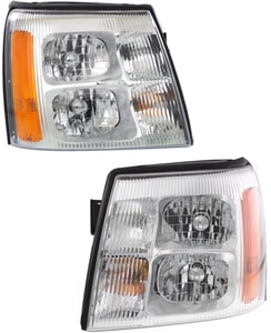 Headlight Assembly for 2002 Cadillac Escalade, Right Passenger and Left Driver Halogen, Replacement Pair/Set