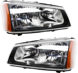 Headlight Assembly Pair/Set for Chevrolet Silverado 2003-2006 & 2007 Classic, Right Passenger and Left Driver, Halogen, Fluted Reflector, Replacement 
