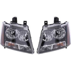 Headlight Assembly for 2007-2014 Chevrolet Tahoe, Composite, Halogen, Right Passenger and Left Driver, Replacement Pair/Set
