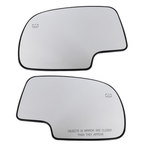 Mirror Glass Replacement Pair/Set for Cadillac Silverado/Sierra 1999-2006, Right Passenger and Left Driver, Non-Towing, Heated, with Backing Plate, without Signal Light and Blind Spot Detection, Fits All Cab Types, Includes 2007 Classic Models