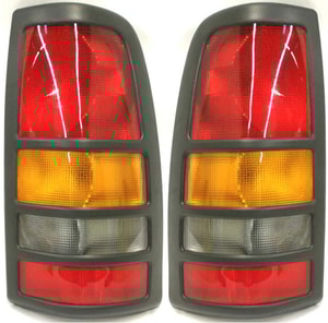 Tail Light Assembly Pair/Set for Chevrolet Silverado/Sierra 3500 (2001-2003), with Black Bezel, Fleetside, Right Passenger and Left Driver, Replacement