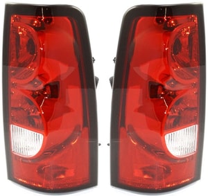 Tail Light Assembly Pair/Set for 2004-2007 Silverado, Right Passenger and Left Driver, Halogen, With Black Trim, Fleetside, Includes 2007 Classic, Replacement