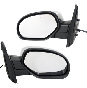 Mirror Pair/Set for Chevrolet Silverado (2007-2013) and Suburban (2007-2014) Non-Towing, Power, Manual Folding, Heated, Chrome, Right Passenger and Left Driver, No Memory, with Puddle and Signal Light Replacement
