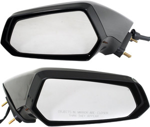 Power Mirror Pair/Set for 2010-2015 Chevrolet Camaro, Right Passenger and Left Driver, Manual Folding, Non-Heated, Paintable, without Auto Dimming Replacement
