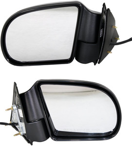 Power Mirror Pair/Set for 1999-2004 Chevrolet S10 Pickup/GMC Sonoma, Right Passenger and Left Driver, Manual Folding, Non-Heated, Paintable Replacement