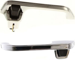 Front Door Handle Pair/Set for Chevrolet Suburban (1973-1988), Includes Right Passenger and Left Driver Handles, Outer, Metal, Chrome with Black Plastic Lever Replacement
