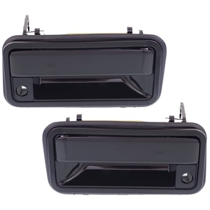 Front Door Handle Pair/Set for Chevrolet C/K Full Size Pickup 1988-2000, Right Passenger and Left Driver Outside, Smooth Black, Metal, with Keyhole Replacement