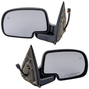 Power Mirror Pair/Set for Chevrolet Silverado/Sierra 1999-2006, Includes 2007 Classic, Right Passenger and Left Driver, Non-Towing, Manual Folding, Heated, Textured, with Puddle Light, without Memory and Signal Light Replacement