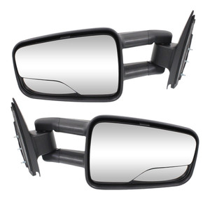 Mirror Pair/Set for Chevrolet Silverado/Sierra 1999-2007, Includes Right Passenger and Left Driver, Manual Folding, Non-Heated, with Blind Spot Glass, Textured Black, Camper Style, Includes 2007 Classic, Replacement