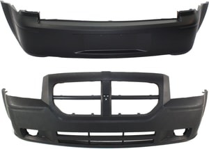 Front and Rear Bumper Cover Set for 2005-2007 Dodge Magnum, Primed (Ready to Paint), Excludes SRT-8 Model - Replacement