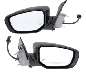 Mirror Pair/Set for 2014-2015 Dodge Dart, Right Passenger and Left Driver, Manual Folding, Heated, Paintable, Without Puddle and Signal Lights Replacement