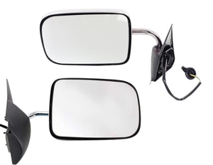 Auto Side Mirrors for Dodge RAM Full Size P/U 1994-1997, Right Passenger and Left Driver, Pair/Set of 2, Power Control, Non-Heated, Manual Folding, Chrome, Non-Towing, with Convex and Flat Glass, Old Body Style Replacement