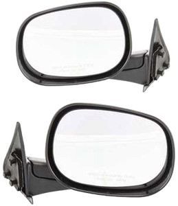 Manual Adjust Non-Towing Mirror Pair/Set for Dodge RAM 1500 Pickup 1998-2001, RAM 2500/3500 Pickup 1998-2002, Right Passenger and Left Driver, Manual Folding, Non-Heated, Textured Replacement