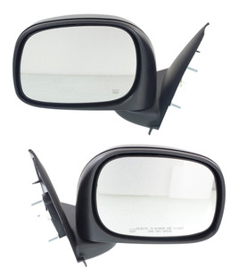 Power Mirror Pair/Set for Dodge RAM 1500 Pickup 2002-2008, RAM 2500/3500 Pickup 2003-2009, Right Passenger and Left Driver, Manual Folding, Heated, Textured Black Replacement