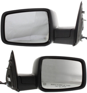 Power Mirror Pair/Set for Dodge Full Size P/U 2009-2012, Right Passenger and Left Driver, Non-Towing, Manual Folding, Heated, Chrome, with Memory, Puddle and Signal Light Replacement