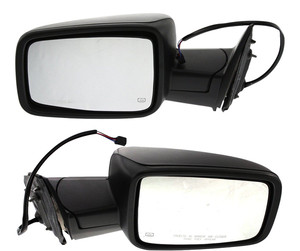 Mirror Pair/Set for Dodge RAM 1500 Pickup 2009-2013, RAM 2500 Pickup 2010-2012, Right Passenger & Left Driver, Non-Towing, Power Adjustable, Manual Folding, Heated, Textured, without Memory, with Puddle Light and Signal Light, Replacement