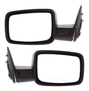 Mirror Pair/Set for 2009-2012 RAM 1500/2500 Pickup, Right Passenger and Left Driver, Manual Adjust and Fold, Non-Heated, Textured, Without Memory, With Puddle and Signal Light, Replacement