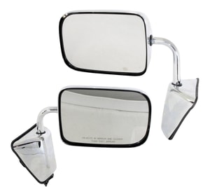Manual Adjust, Manual Folding Chrome Mirror Pair/Set for Dodge Full Size P/U 1988-1993, 6x9 in. Right Passenger, Left Driver, Non-Towing, Non-Heated, Replacement