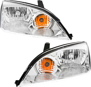 Headlight Assembly for Ford Focus 2005-2007, Right Passenger and Left Driver Halogen Light, Replacement Pair/Set