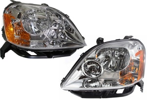 Pair/Set - Headlight Assembly for Ford Five Hundred 2005-2007, Right Passenger and Left Driver, Halogen, Without Signal Socket, Replacement