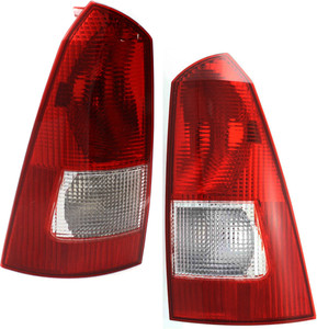 Tail Light Lens and Housing Pair/Set for Ford Focus Wagon 2000-2007, Right Passenger and Left Driver Side, Replacement