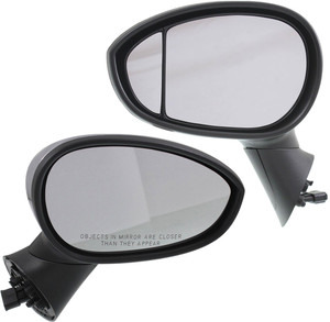 Mirror Pair/Set for Fiat 500 Hatchback 2012-2018, Right Passenger and Left Driver, Power, Manual Folding, Heated, Chrome, Type 1 Replacement