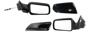 Manual Remote Mirror Pair/Set for Ford Focus 2008-2011 S Model Sedan, Right Passenger and Left Driver, Non-Folding, Non-Heated, Paintable/Textured, with 2 Caps, Replacement