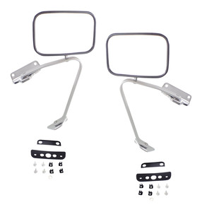 Manual Adjust Mirror Pair/Set for Ford F-Series 1987-1991, Right Passenger and Left Driver, Non-Towing, Manual Folding, Non-Heated, Polished Stainless Replacement