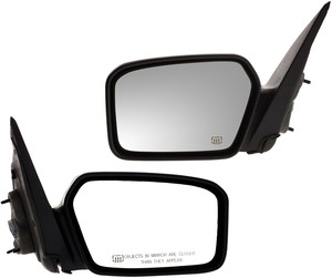 Mirror Pair/Set for Ford Fusion 2006-2012, Right Passenger and Left Driver, Power, Non-Folding, Heated, Paintable/Textured, 2 Caps, without Puddle Light, Excludes Hybrid Model Replacement.
