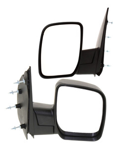 Manual Adjust Mirror Replacement Pair/Set for Ford E-150/E-250 2008-2013, Right Passenger & Left Driver, Non-Towing, Manual Folding, Non-Heated, Textured, without Auto Dimming, BSD, Memory, and Signal Light